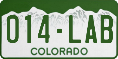 CO license plate 014LAB