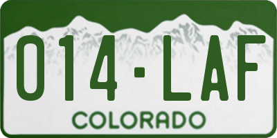 CO license plate 014LAF