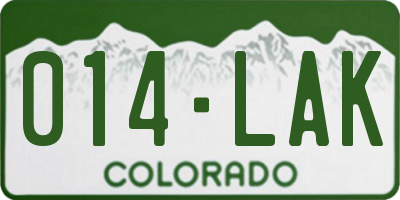 CO license plate 014LAK