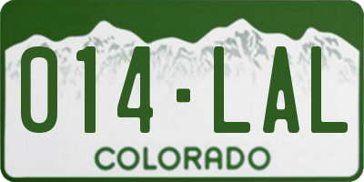CO license plate 014LAL
