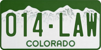 CO license plate 014LAW