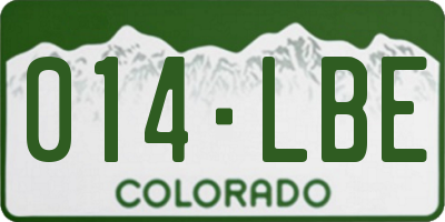 CO license plate 014LBE