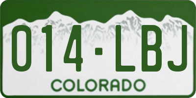 CO license plate 014LBJ