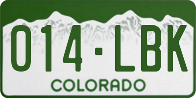 CO license plate 014LBK