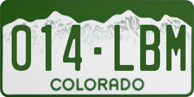 CO license plate 014LBM