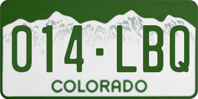 CO license plate 014LBQ