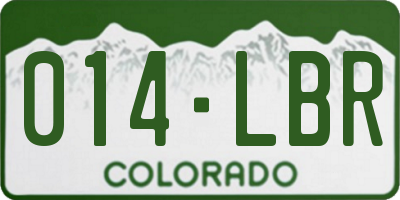 CO license plate 014LBR