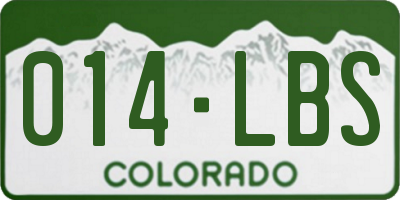 CO license plate 014LBS