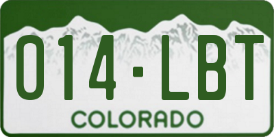 CO license plate 014LBT