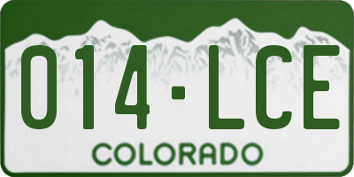 CO license plate 014LCE