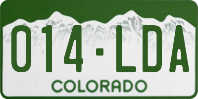 CO license plate 014LDA