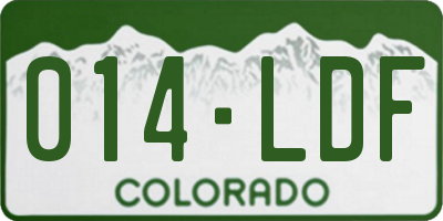 CO license plate 014LDF