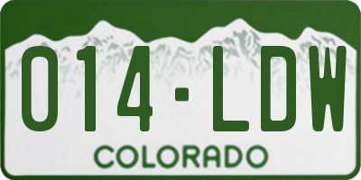 CO license plate 014LDW