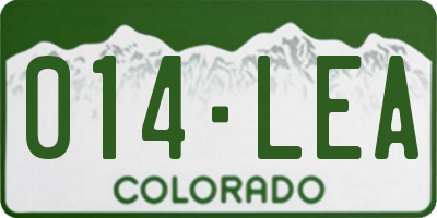 CO license plate 014LEA