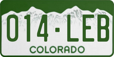 CO license plate 014LEB