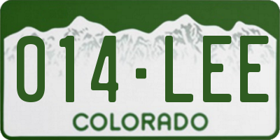CO license plate 014LEE