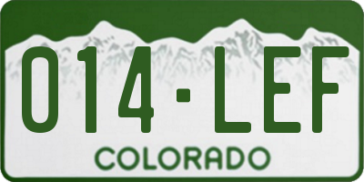 CO license plate 014LEF