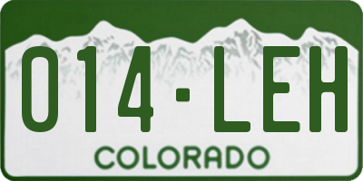 CO license plate 014LEH