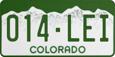 CO license plate 014LEI
