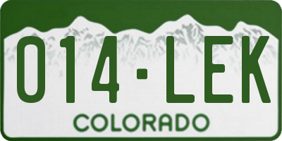 CO license plate 014LEK