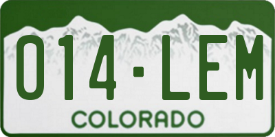 CO license plate 014LEM