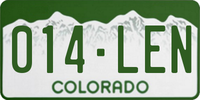 CO license plate 014LEN