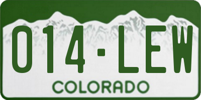 CO license plate 014LEW