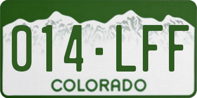 CO license plate 014LFF