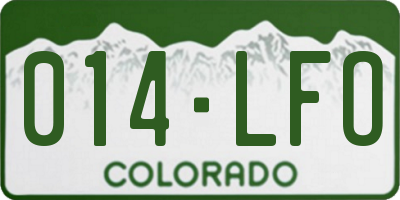 CO license plate 014LFO