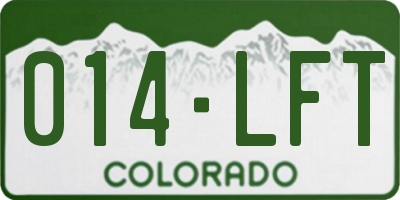 CO license plate 014LFT