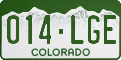 CO license plate 014LGE