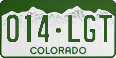 CO license plate 014LGT