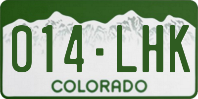 CO license plate 014LHK