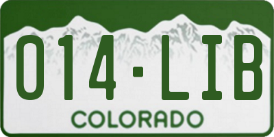 CO license plate 014LIB