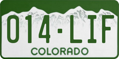 CO license plate 014LIF