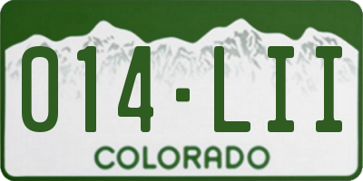 CO license plate 014LII