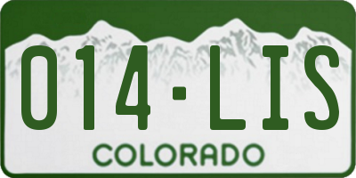 CO license plate 014LIS