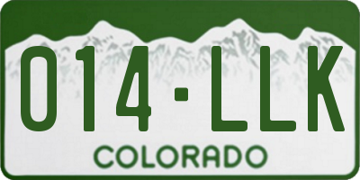 CO license plate 014LLK