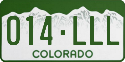 CO license plate 014LLL