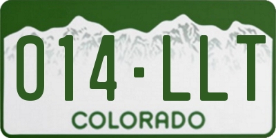 CO license plate 014LLT