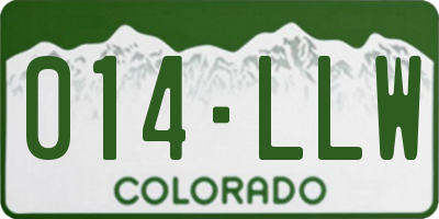 CO license plate 014LLW