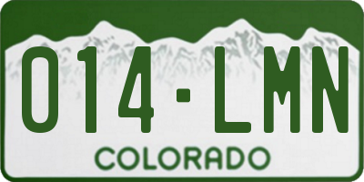 CO license plate 014LMN