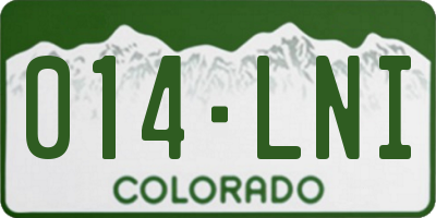 CO license plate 014LNI