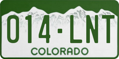 CO license plate 014LNT