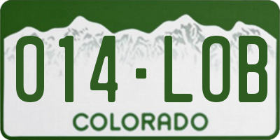 CO license plate 014LOB
