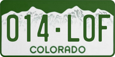 CO license plate 014LOF