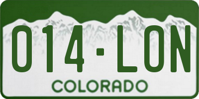 CO license plate 014LON