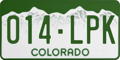 CO license plate 014LPK