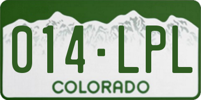 CO license plate 014LPL