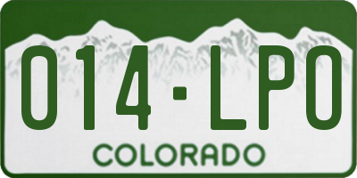 CO license plate 014LPO